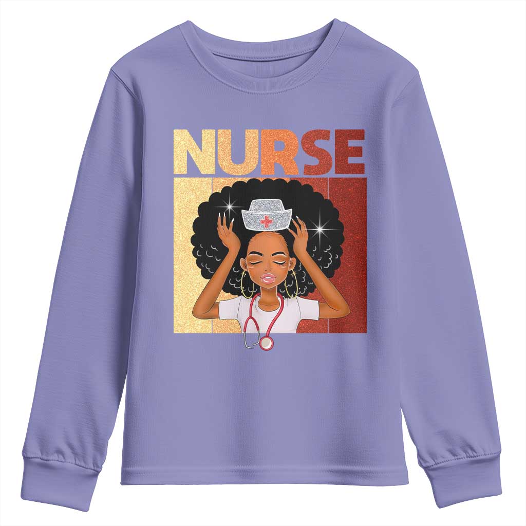 Strong Black Nurse Youth Sweatshirt Black History Medical Professional Gift - African Pride