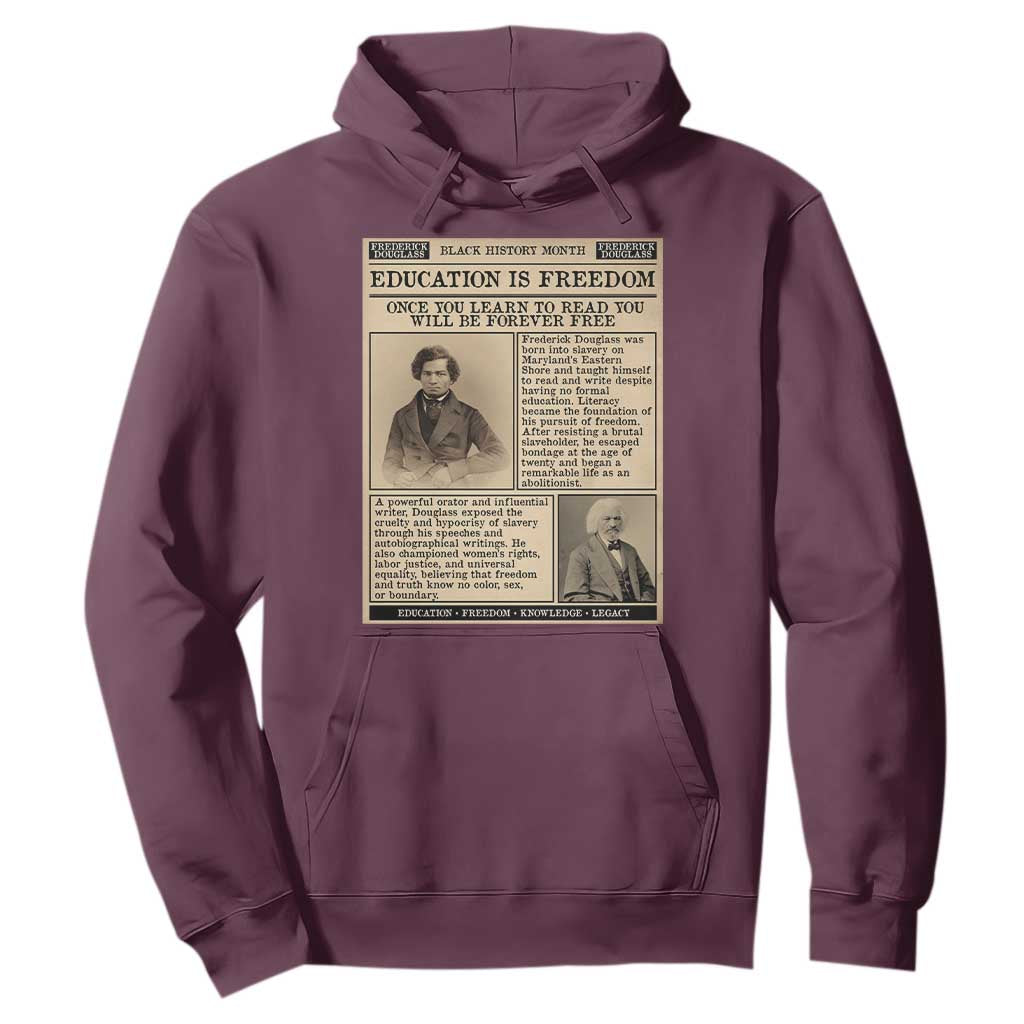 Education Is Freedom Newspaper Hoodie Frederick Douglass Black History Month Gift - African Pride