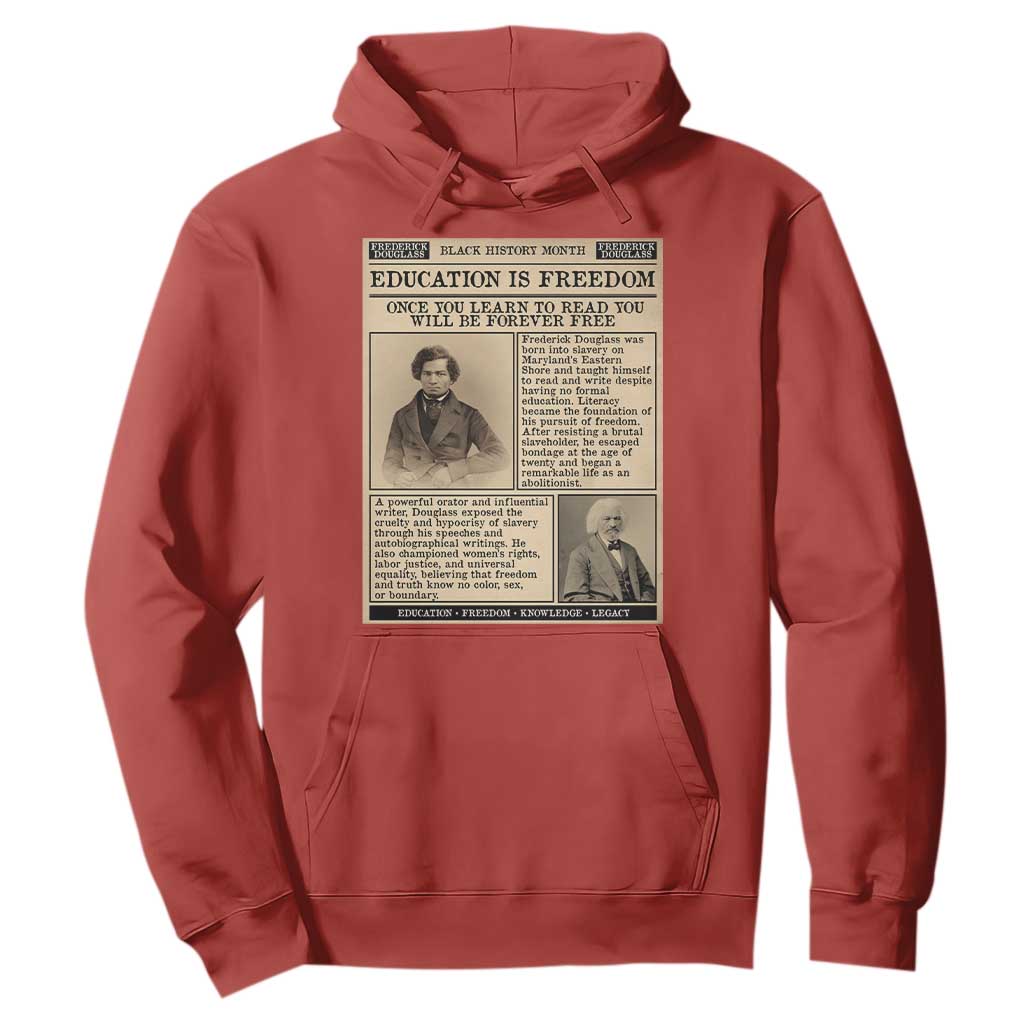 Education Is Freedom Newspaper Hoodie Frederick Douglass Black History Month Gift - African Pride