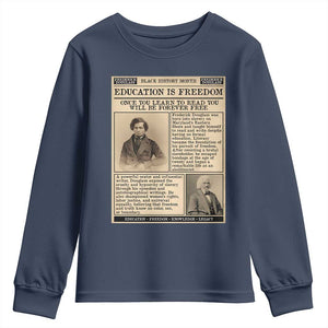 Education Is Freedom Newspaper Youth Sweatshirt Frederick Douglass Black History Month Gift - African Pride