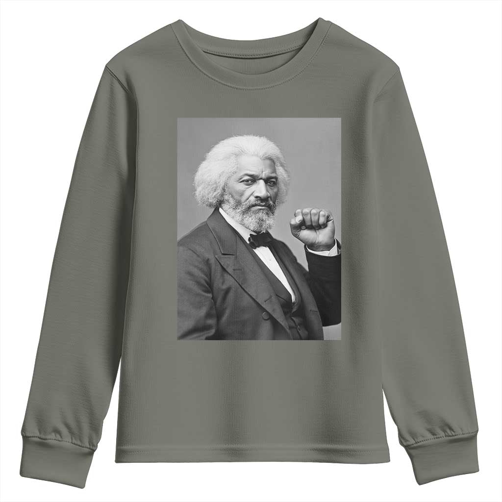 Strong Black History Leader Youth Sweatshirt Frederick Douglass Empowerment - African Pride