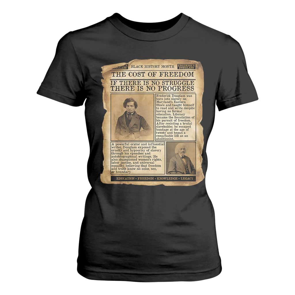 If There Is No Struggle No Progress T Shirt For Women Frederick Douglass Newspaper - African Pride