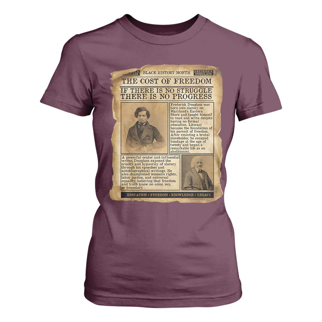 If There Is No Struggle No Progress T Shirt For Women Frederick Douglass Newspaper - African Pride