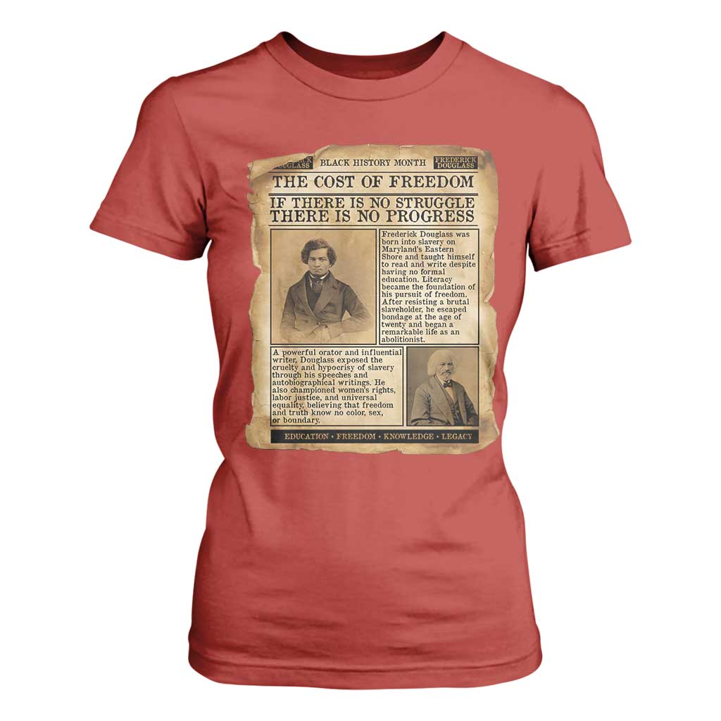 If There Is No Struggle No Progress T Shirt For Women Frederick Douglass Newspaper - African Pride