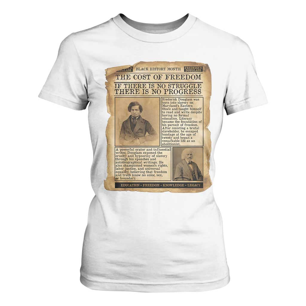 If There Is No Struggle No Progress T Shirt For Women Frederick Douglass Newspaper - African Pride