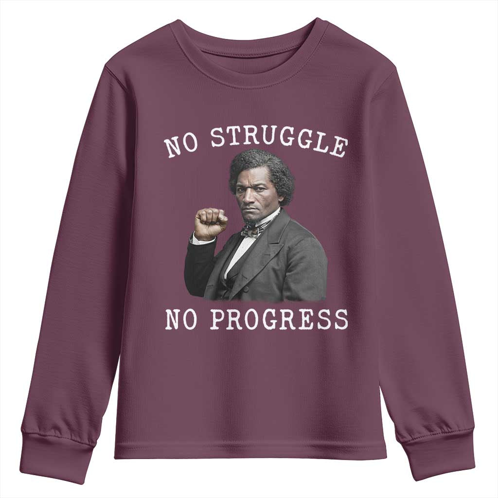 Frederick Douglass Quote Youth Sweatshirt No Struggle No Progress - African Pride