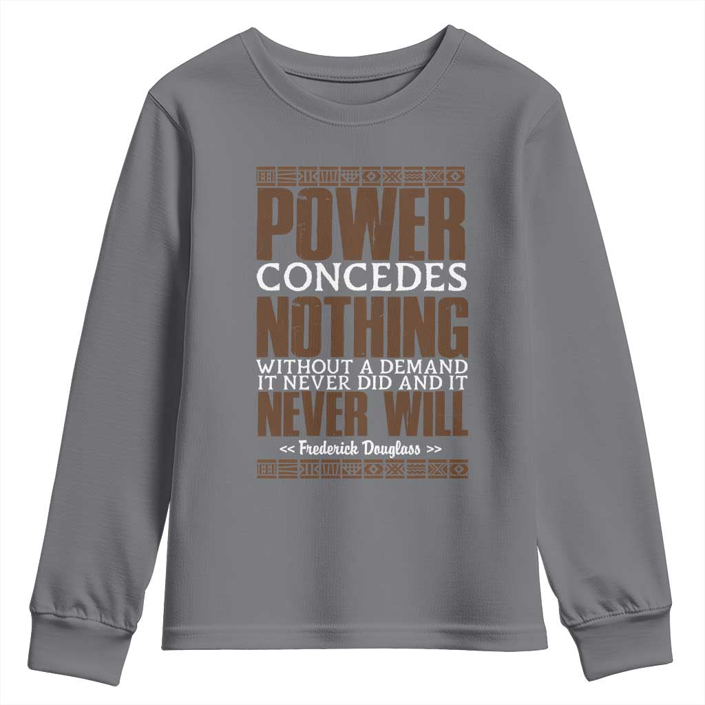 Frederick Douglass Youth Sweatshirt Power Concedes Nothing Without A Demand - African Pride