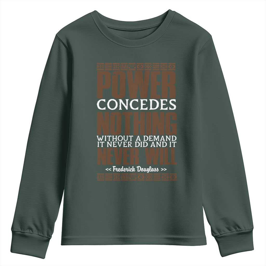 Frederick Douglass Youth Sweatshirt Power Concedes Nothing Without A Demand - African Pride