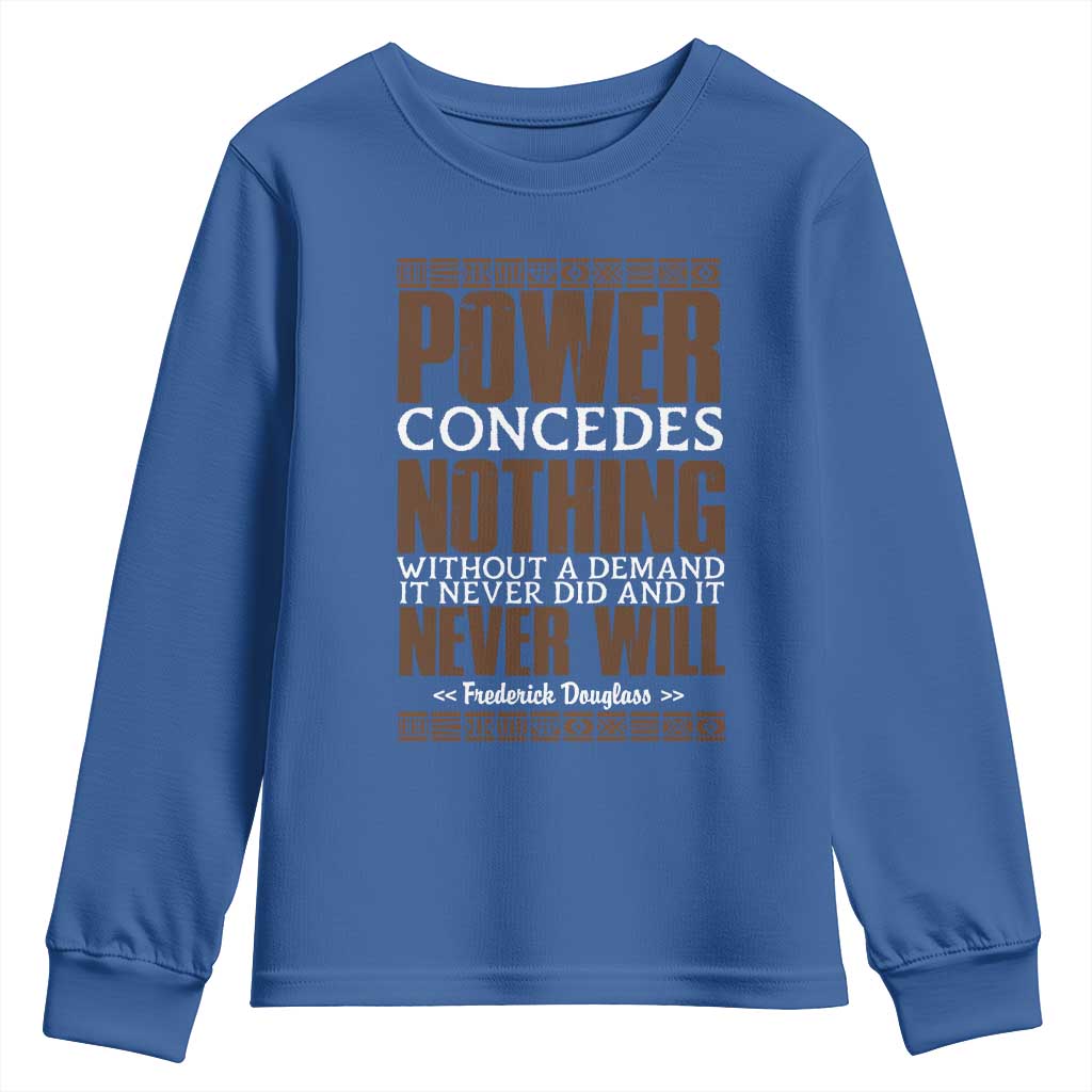 Frederick Douglass Youth Sweatshirt Power Concedes Nothing Without A Demand - African Pride