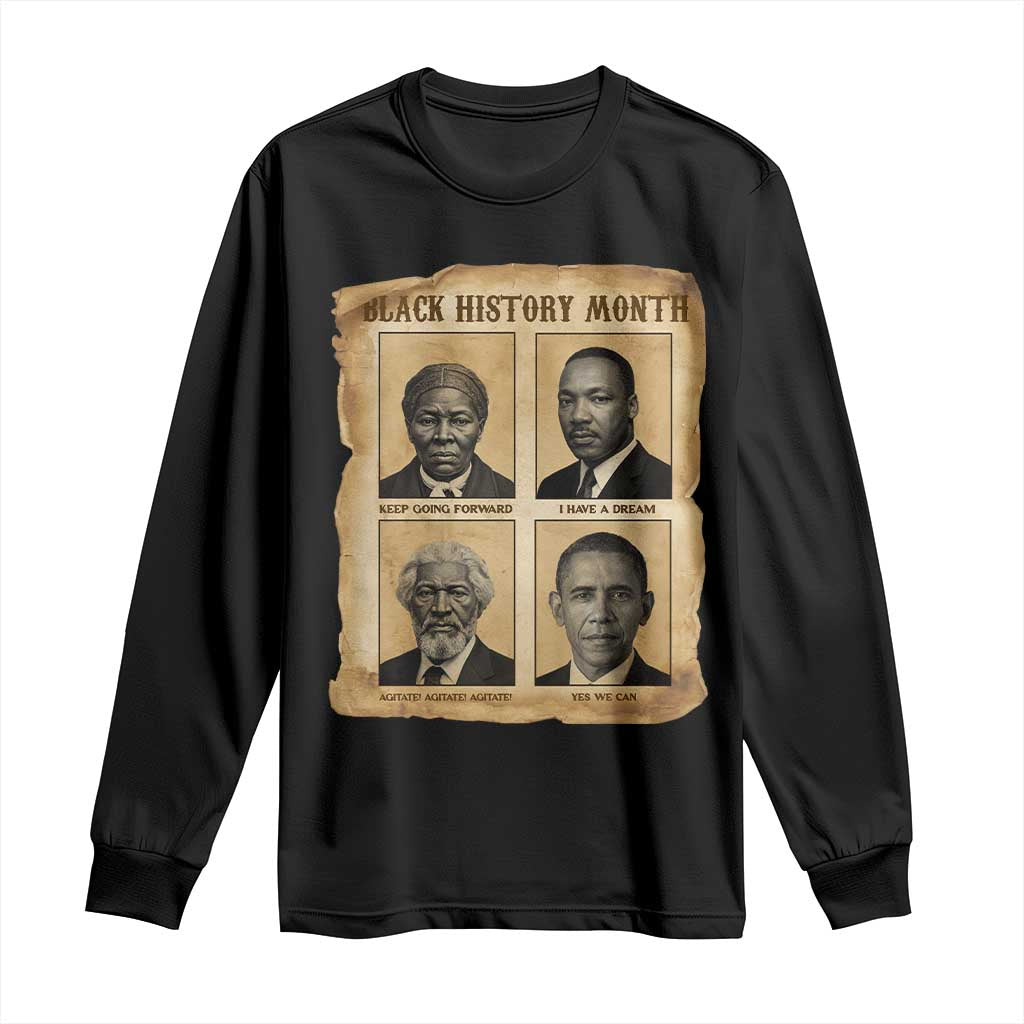 Vintage Black History Heroes Long Sleeve Shirt Strong Black Pride - African Pride