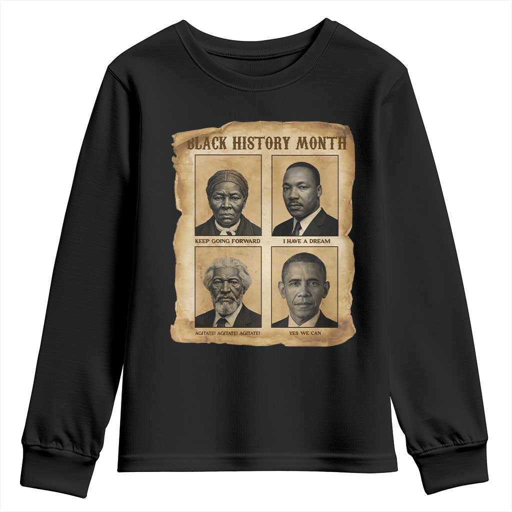 Vintage Black History Heroes Youth Sweatshirt Strong Black Pride - African Pride