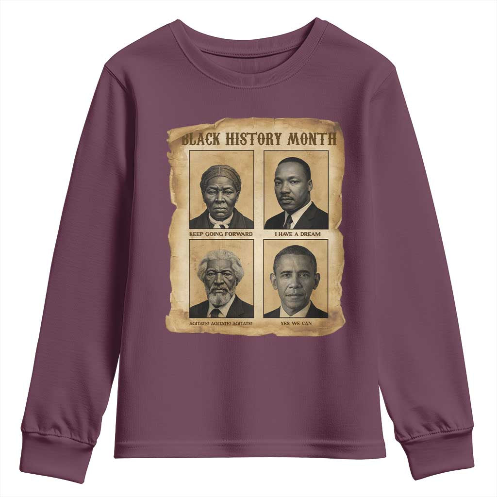 Vintage Black History Heroes Youth Sweatshirt Strong Black Pride - African Pride