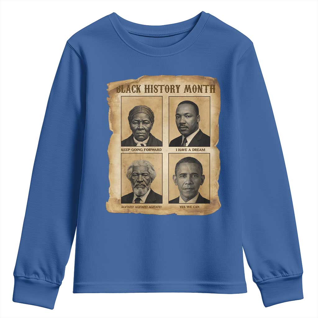 Vintage Black History Heroes Youth Sweatshirt Strong Black Pride - African Pride