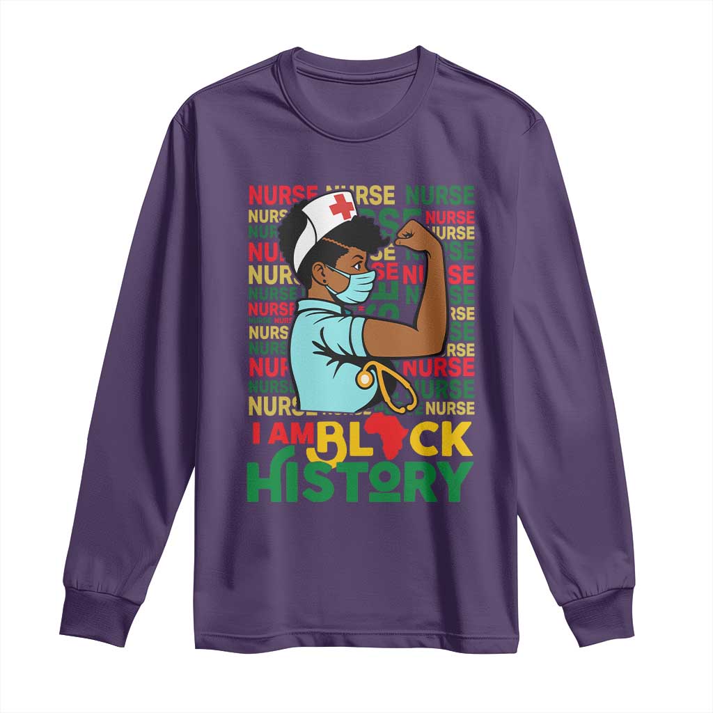 African American Nurse Long Sleeve Shirt I Am Black History Afro Strong Feminism - African Pride