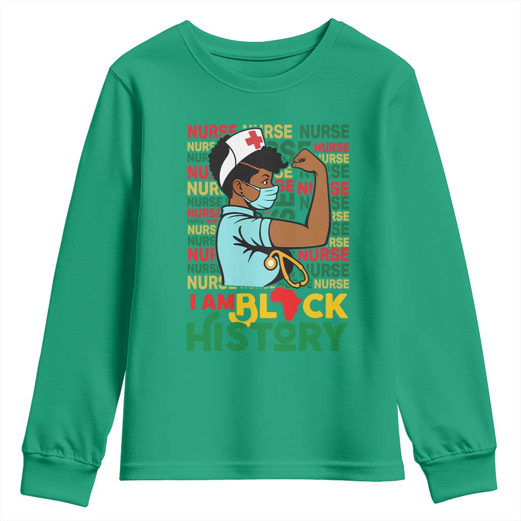 African American Nurse Youth Sweatshirt I Am Black History Afro Strong Feminism - African Pride