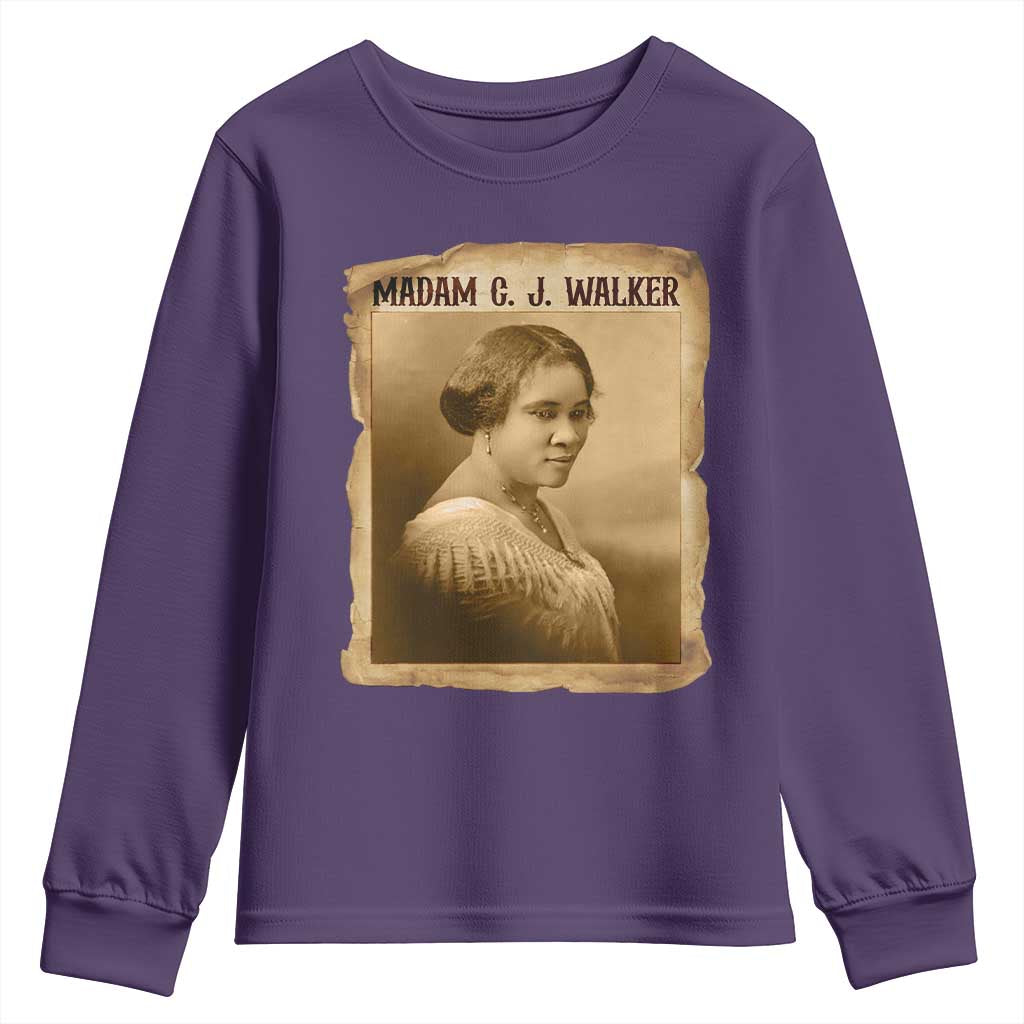 Madam CJ Walker Youth Sweatshirt Female Empowerment History Gift - African Pride