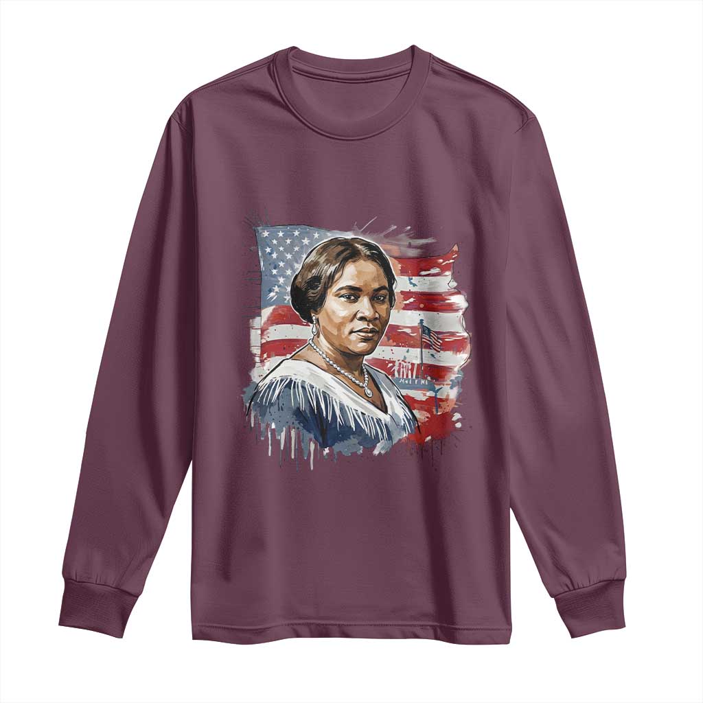 Madam CJ Walker Patriotic Long Sleeve Shirt Strong Black Woman Leader - African Pride