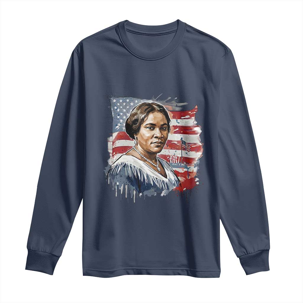 Madam CJ Walker Patriotic Long Sleeve Shirt Strong Black Woman Leader - African Pride