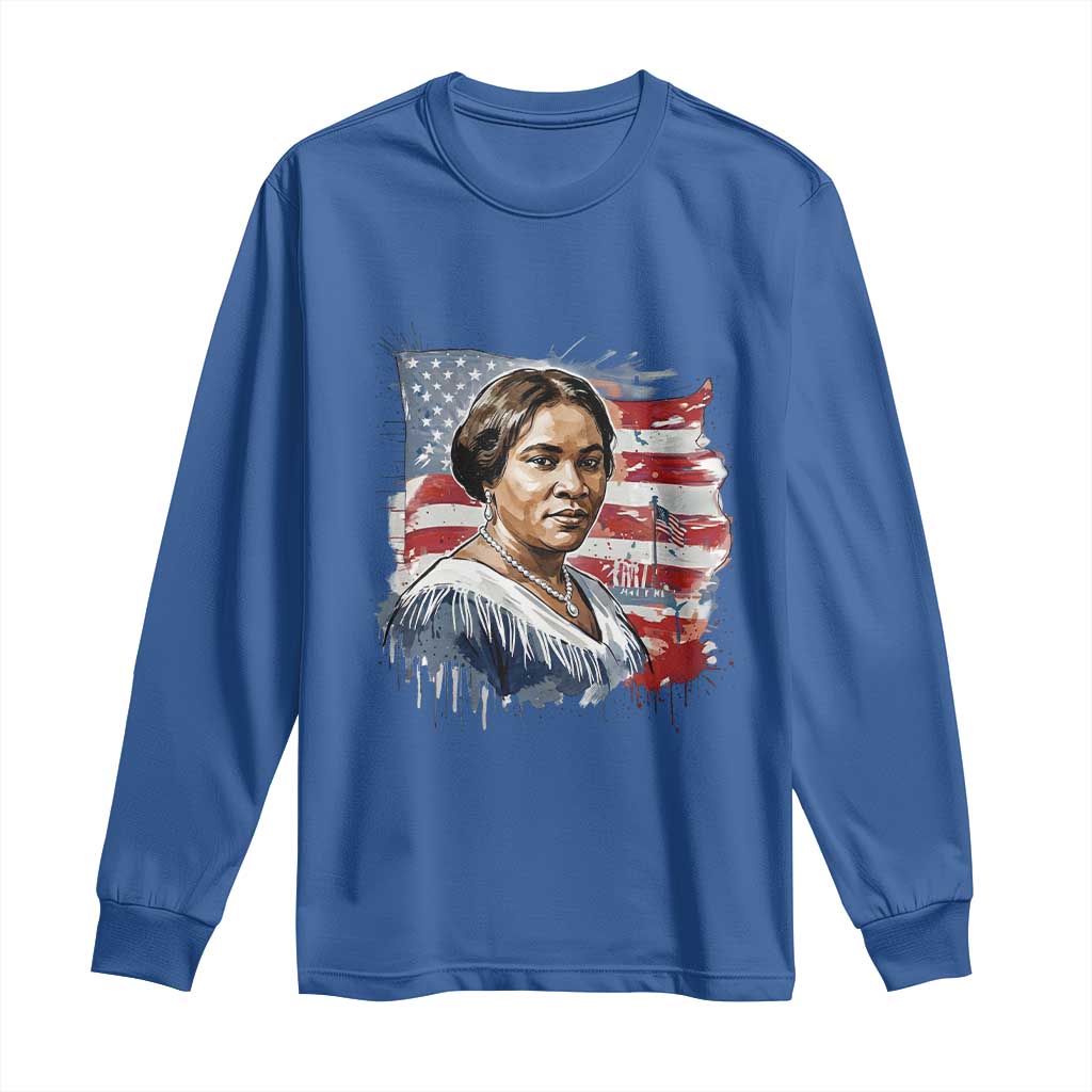 Madam CJ Walker Patriotic Long Sleeve Shirt Strong Black Woman Leader - African Pride