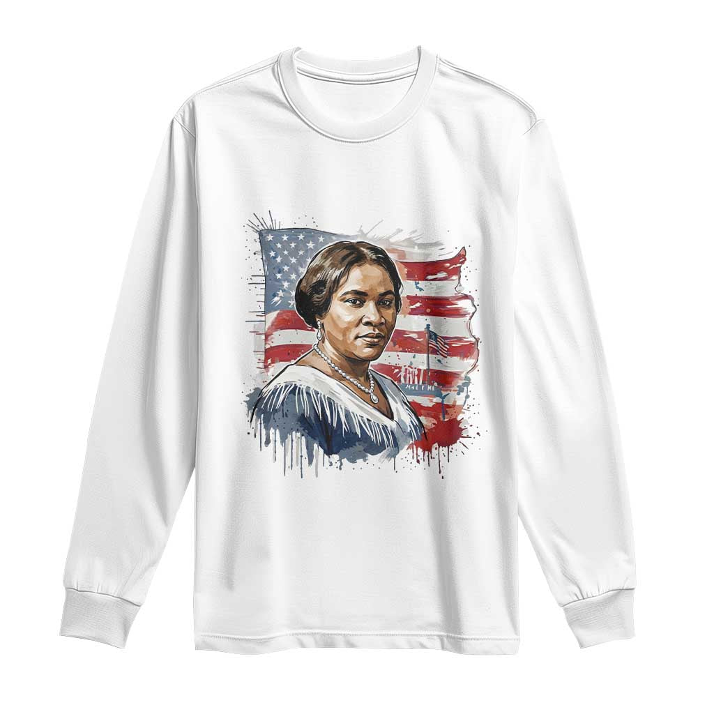 Madam CJ Walker Patriotic Long Sleeve Shirt Strong Black Woman Leader - African Pride