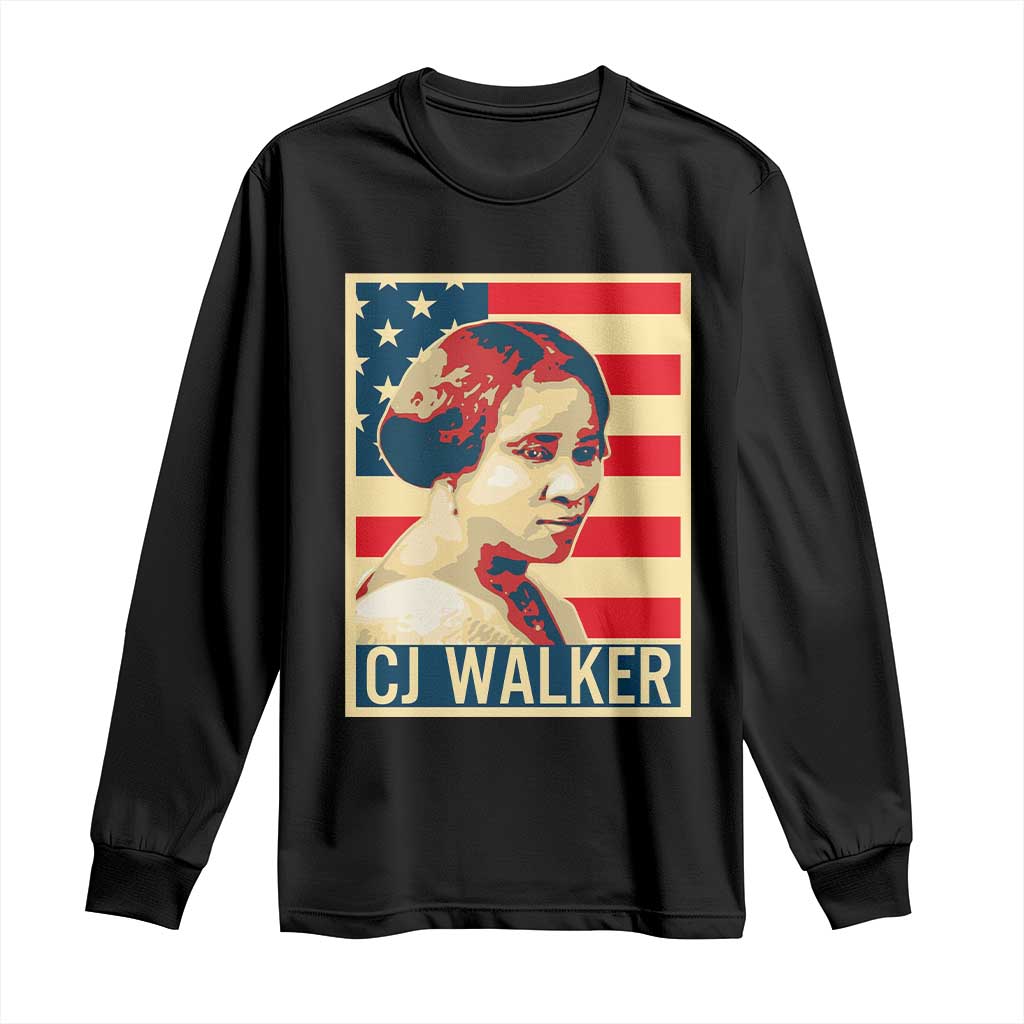 Madam CJ Walker Patriotic Long Sleeve Shirt Black History Month Gift - African Pride
