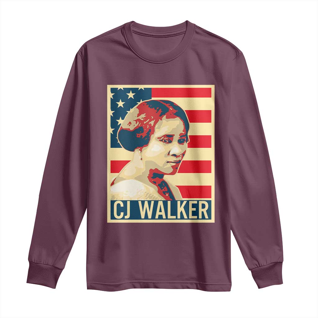 Madam CJ Walker Patriotic Long Sleeve Shirt Black History Month Gift - African Pride