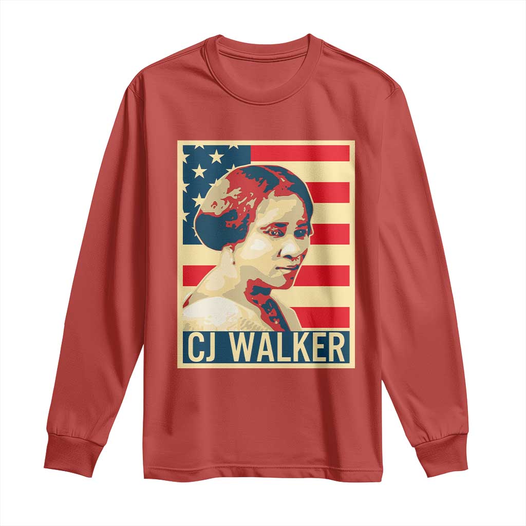 Madam CJ Walker Patriotic Long Sleeve Shirt Black History Month Gift - African Pride