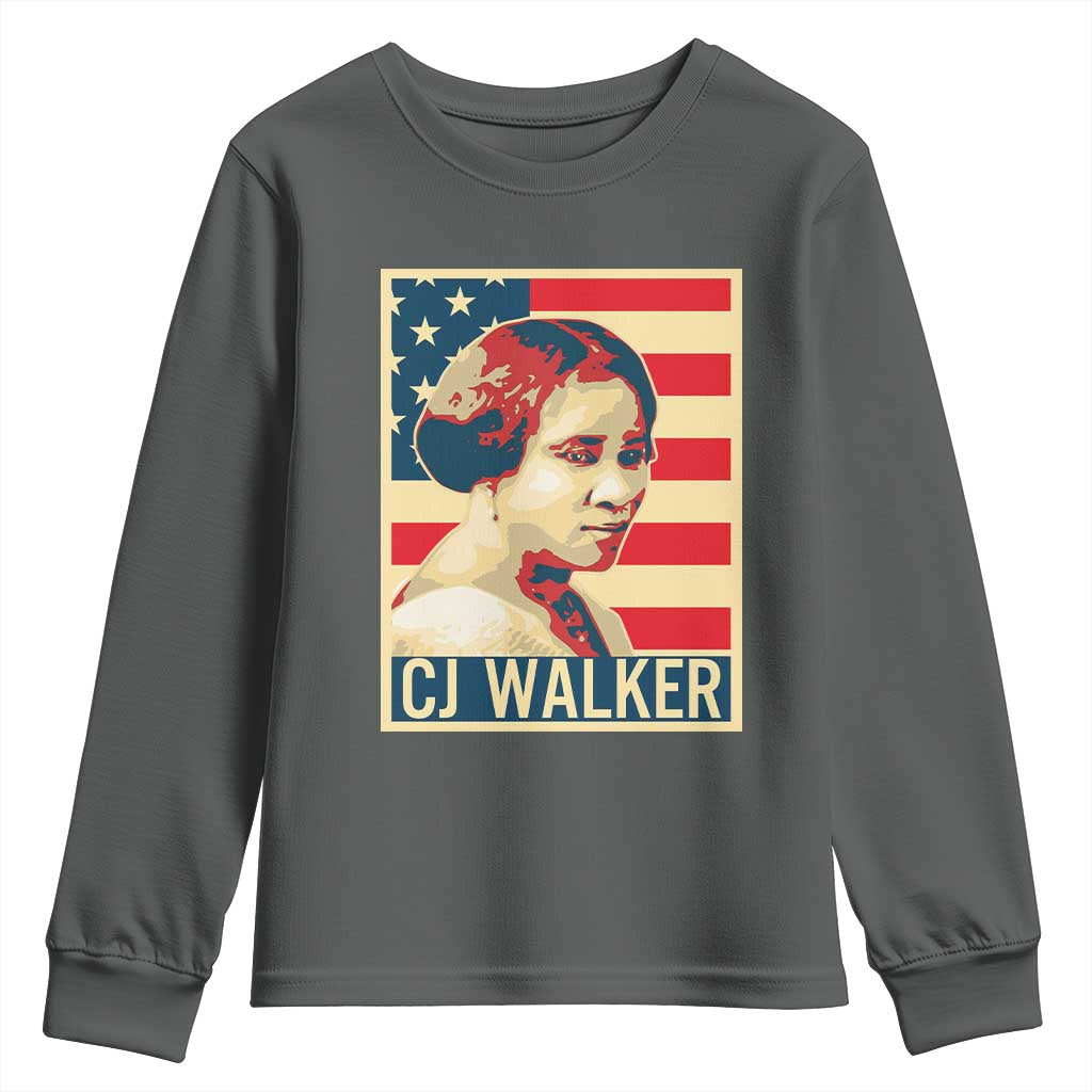 Madam CJ Walker Patriotic Youth Sweatshirt Black History Month Gift - African Pride