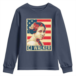 Madam CJ Walker Patriotic Youth Sweatshirt Black History Month Gift - African Pride