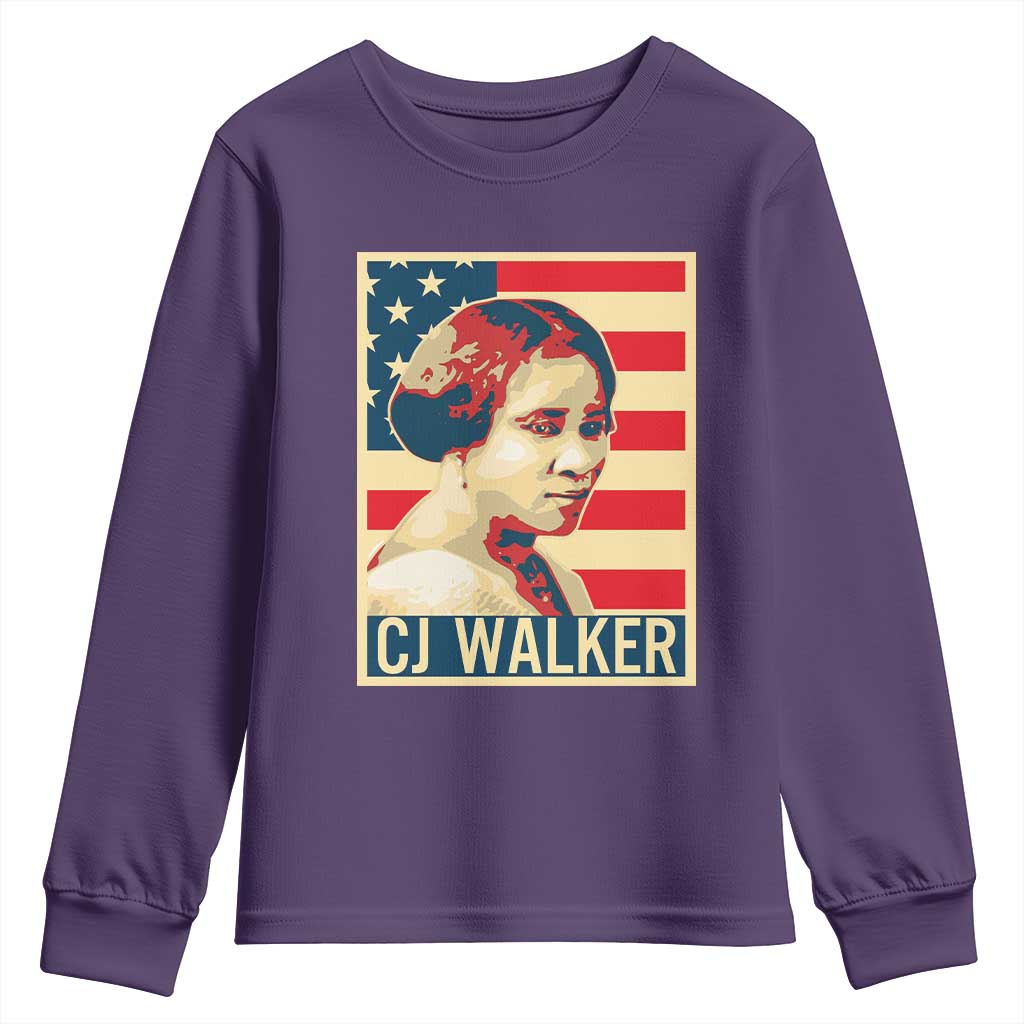 Madam CJ Walker Patriotic Youth Sweatshirt Black History Month Gift - African Pride