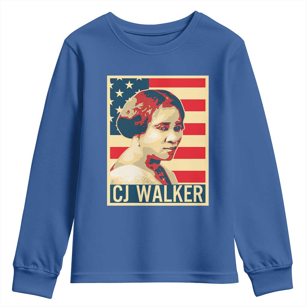 Madam CJ Walker Patriotic Youth Sweatshirt Black History Month Gift - African Pride