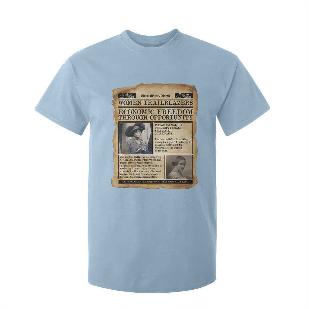 Madam CJ Walker Vintage Newspaper Style T Shirt For Kid Economic Freedom Through Opportunity - African Pride