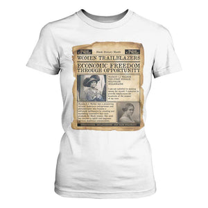 Madam CJ Walker Vintage Newspaper Style T Shirt For Women Economic Freedom Through Opportunity - African Pride