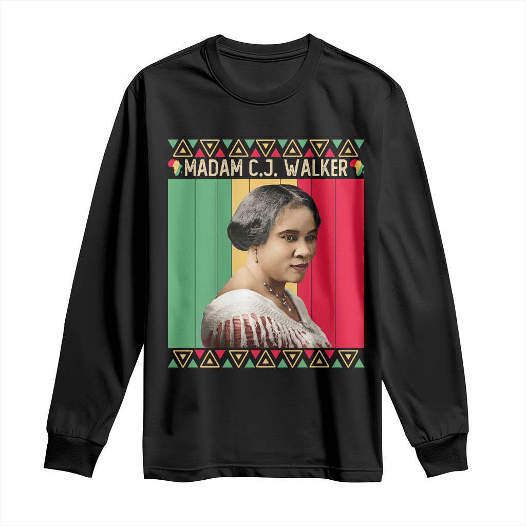 Madam CJ Walker Retro Sunset Long Sleeve Shirt Strong Black Woman Leader