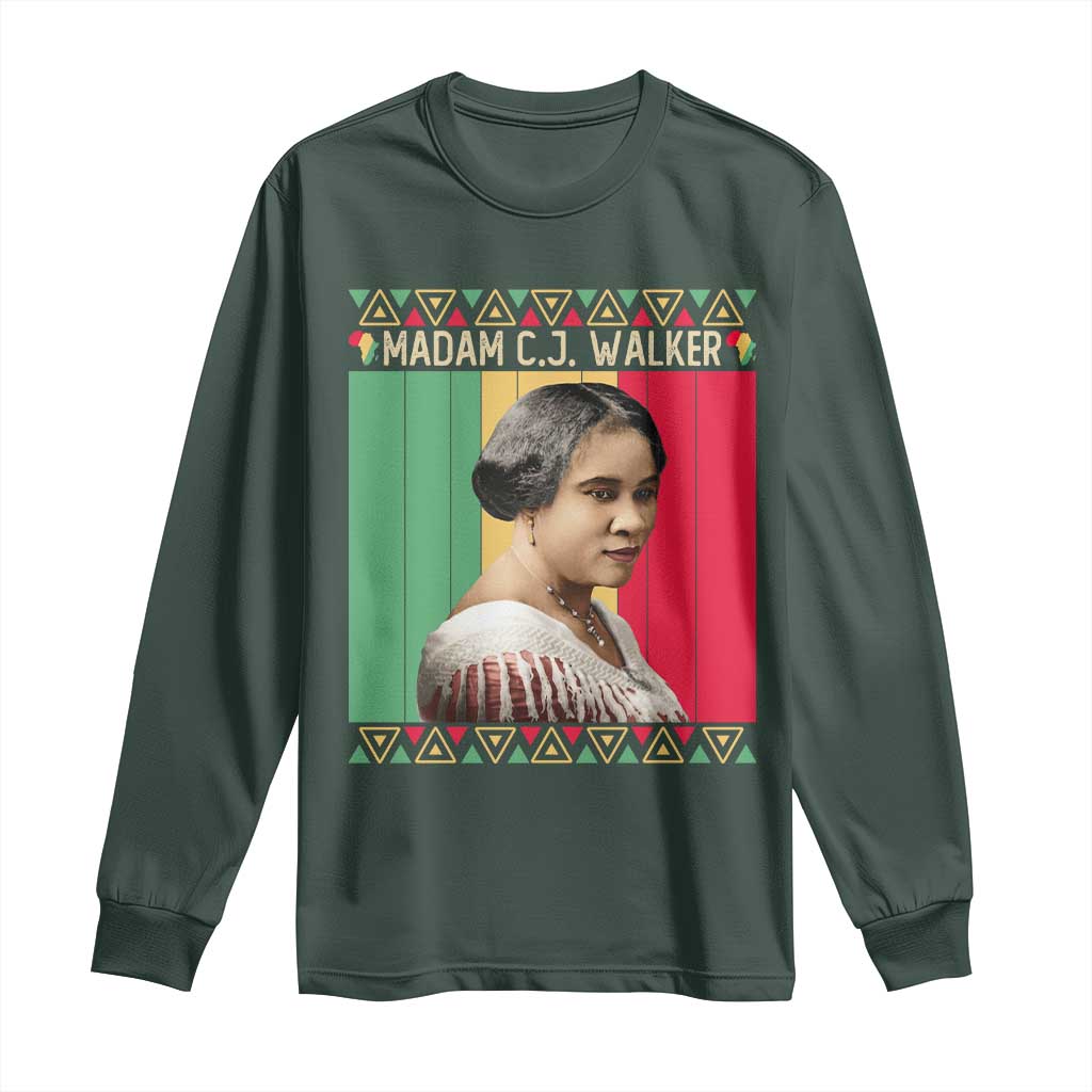 Madam CJ Walker Retro Sunset Long Sleeve Shirt Strong Black Woman Leader