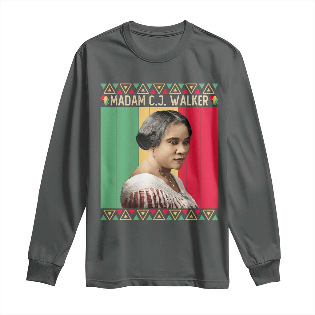 Madam CJ Walker Retro Sunset Long Sleeve Shirt Strong Black Woman Leader