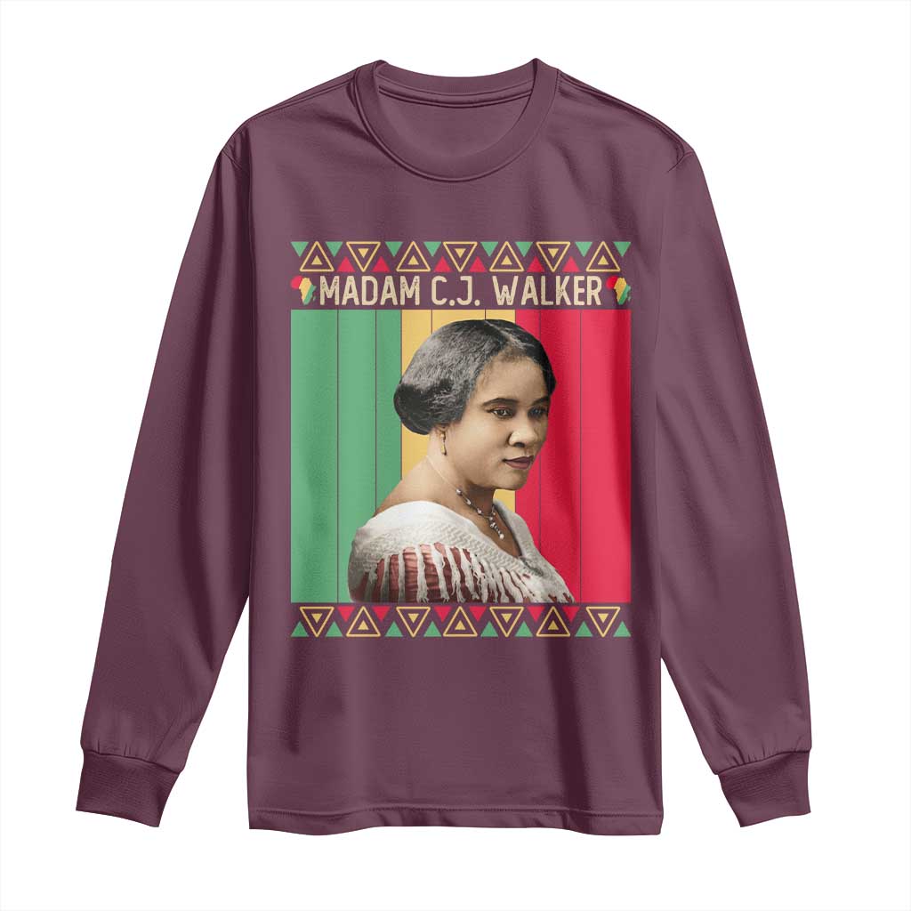 Madam CJ Walker Retro Sunset Long Sleeve Shirt Strong Black Woman Leader