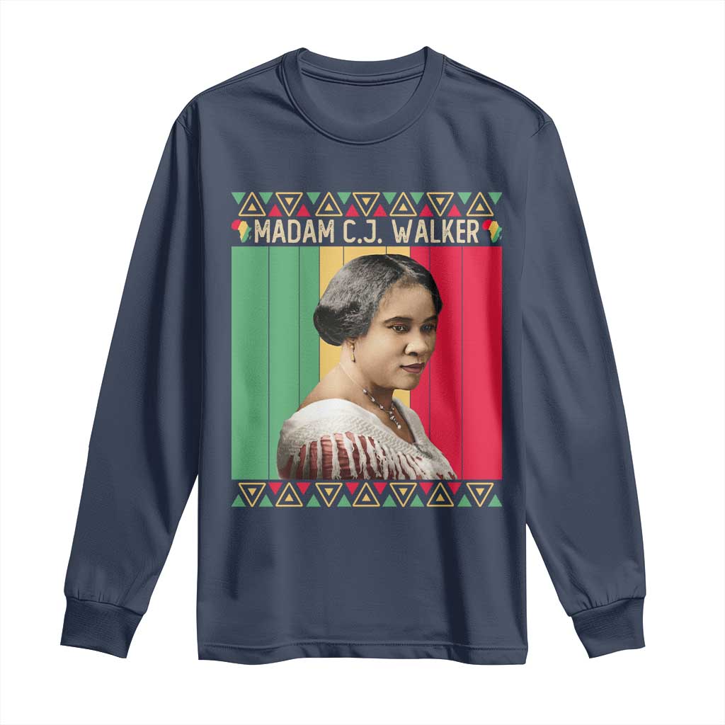 Madam CJ Walker Retro Sunset Long Sleeve Shirt Strong Black Woman Leader