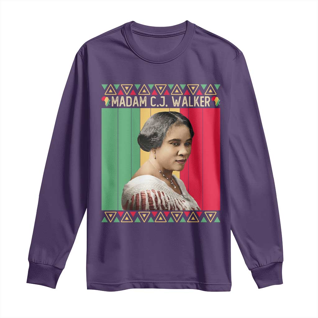 Madam CJ Walker Retro Sunset Long Sleeve Shirt Strong Black Woman Leader