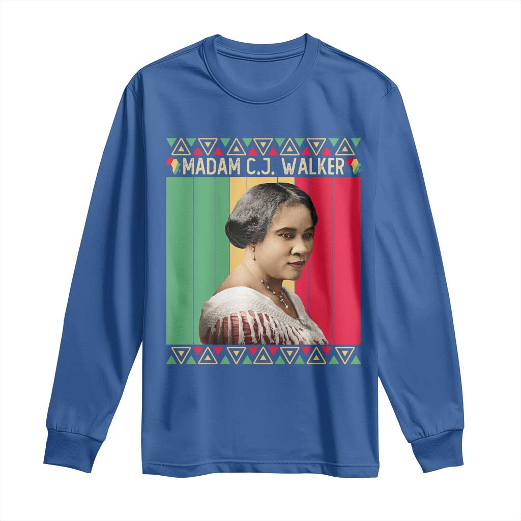 Madam CJ Walker Retro Sunset Long Sleeve Shirt Strong Black Woman Leader