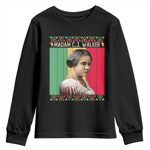 Madam CJ Walker Retro Sunset Youth Sweatshirt Strong Black Woman Leader