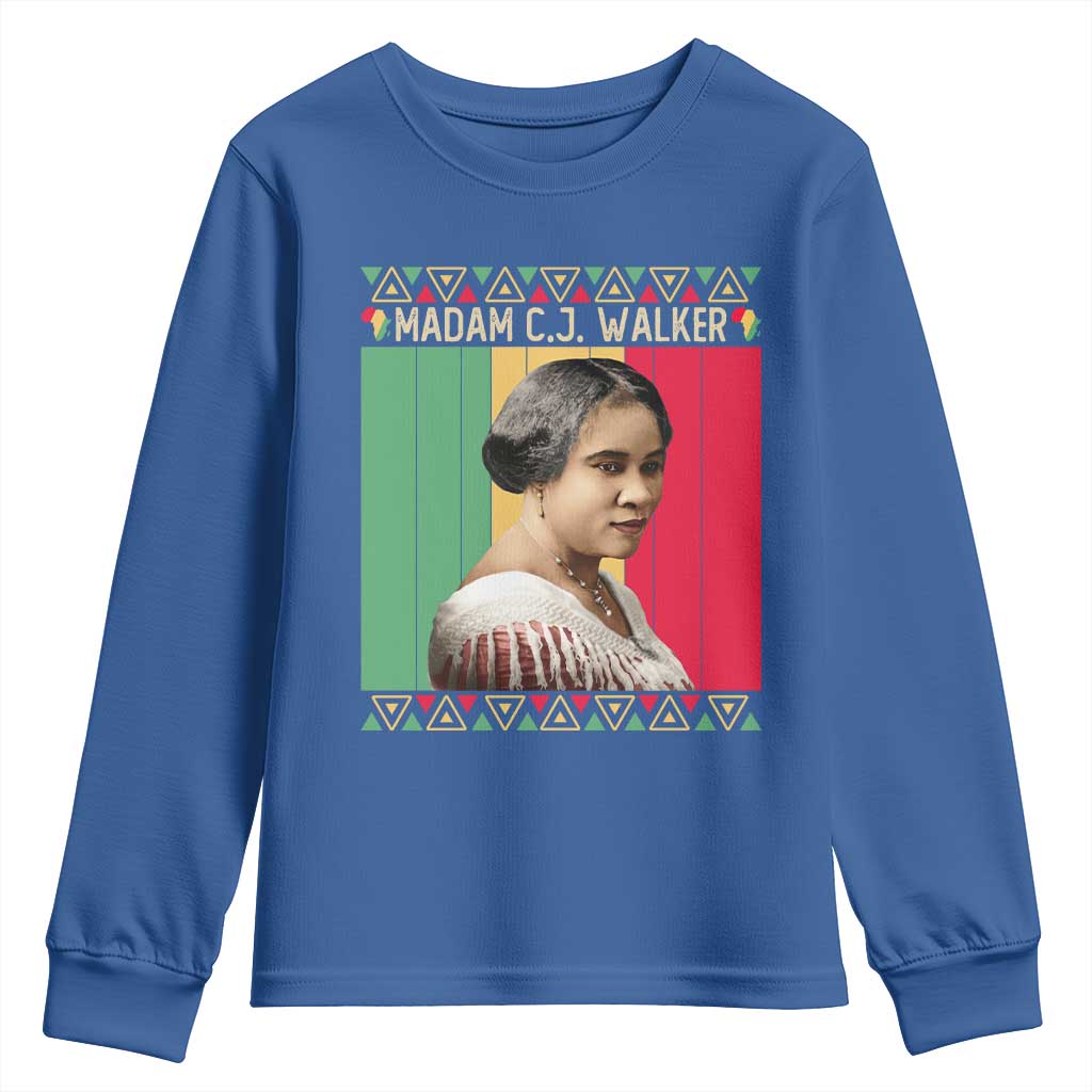 Madam CJ Walker Retro Sunset Youth Sweatshirt Strong Black Woman Leader