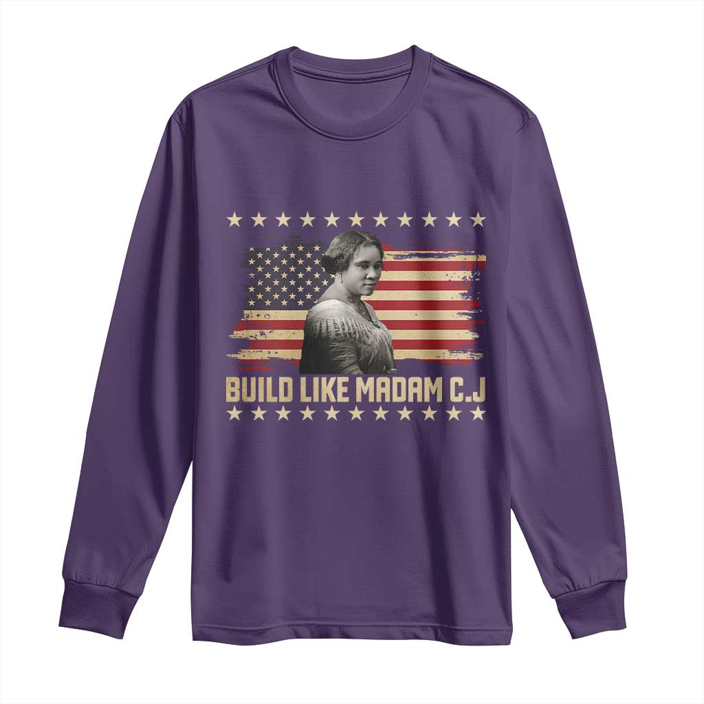 Build Like Madam CJ Walker Long Sleeve Shirt Black History Month Gift
