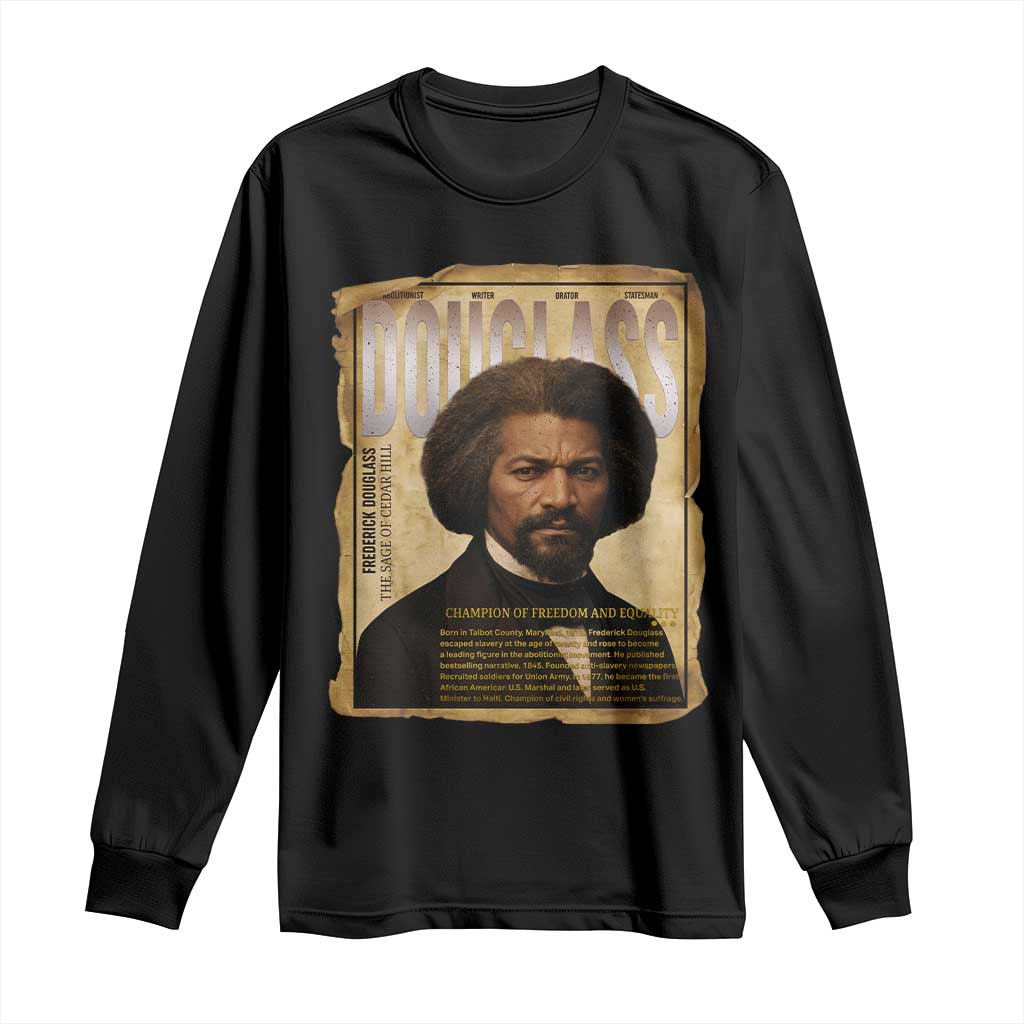 Frederick Douglass Historical Newspaper Long Sleeve Shirt The Sage Of Cedar Hill - African Pride