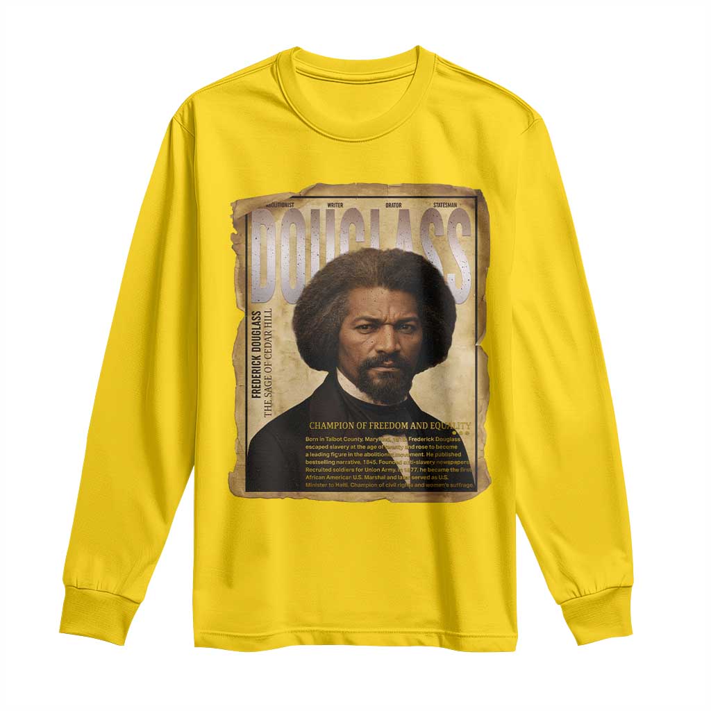 Frederick Douglass Historical Newspaper Long Sleeve Shirt The Sage Of Cedar Hill - African Pride