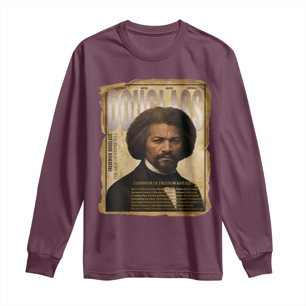 Frederick Douglass Historical Newspaper Long Sleeve Shirt The Sage Of Cedar Hill - African Pride