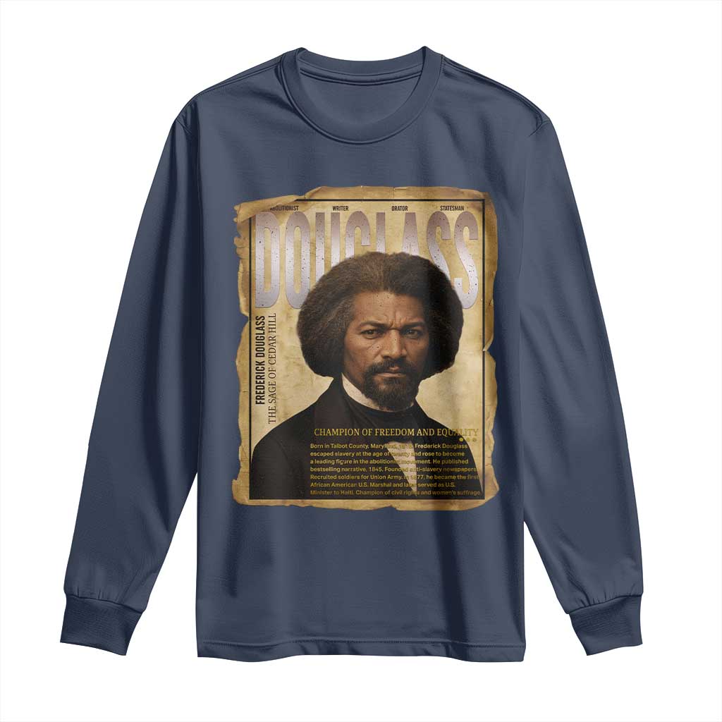 Frederick Douglass Historical Newspaper Long Sleeve Shirt The Sage Of Cedar Hill - African Pride