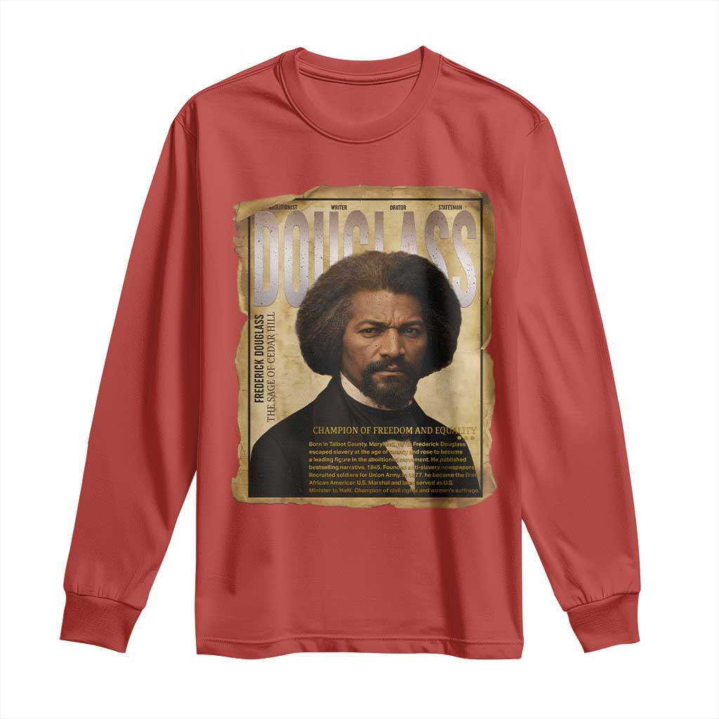 Frederick Douglass Historical Newspaper Long Sleeve Shirt The Sage Of Cedar Hill - African Pride