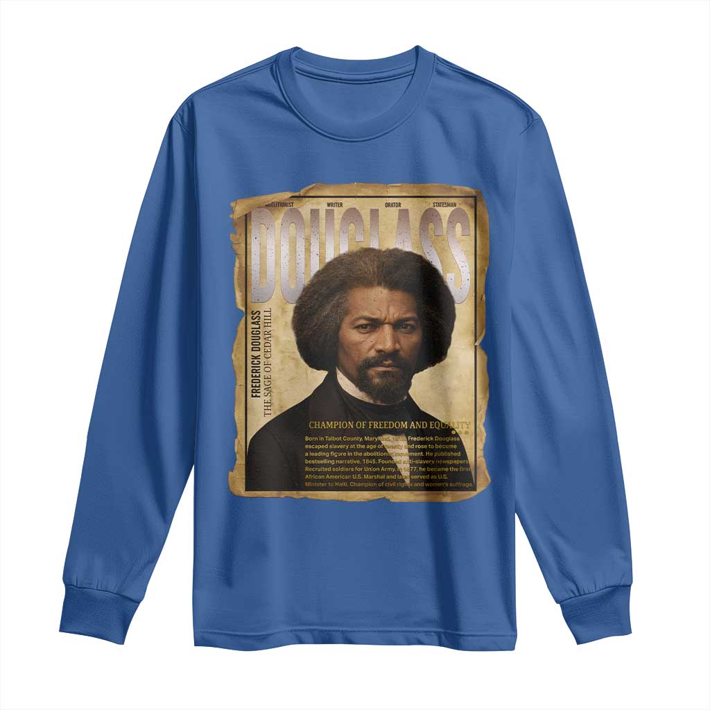Frederick Douglass Historical Newspaper Long Sleeve Shirt The Sage Of Cedar Hill - African Pride