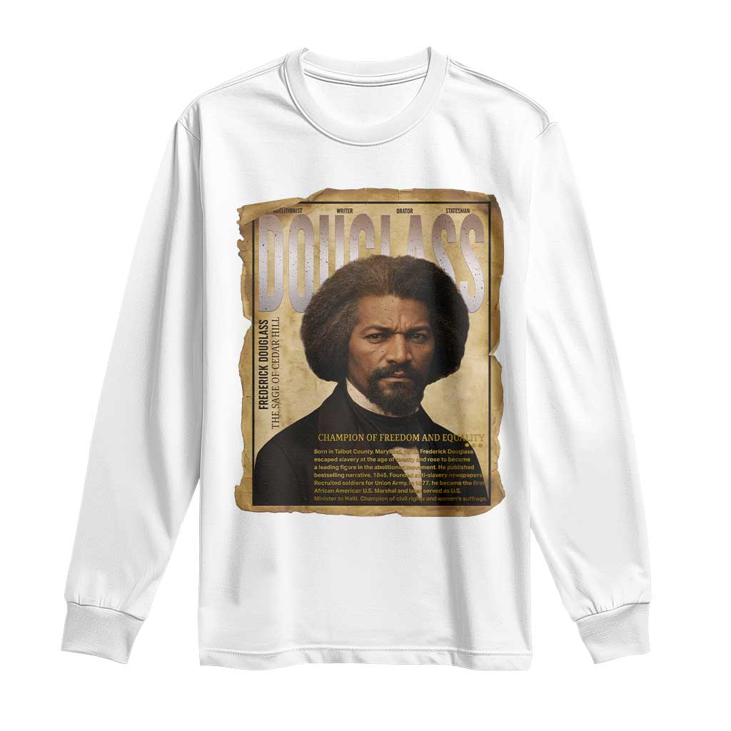 Frederick Douglass Historical Newspaper Long Sleeve Shirt The Sage Of Cedar Hill - African Pride